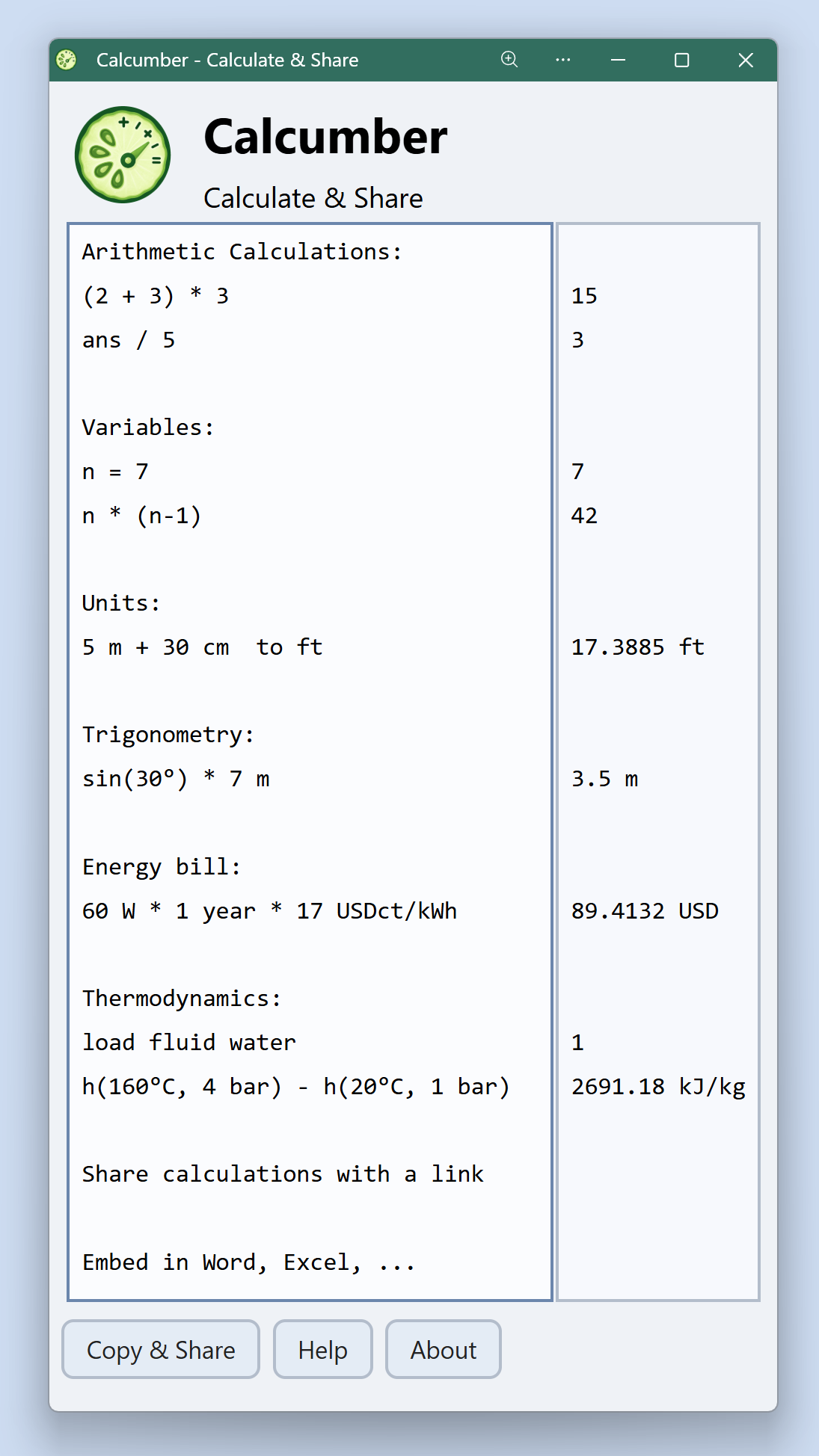 Calcumber screenshot
